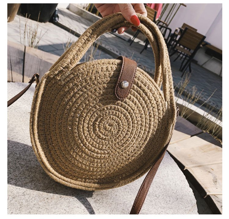 Fashion Hemp Rope Round Straw Woven Shoulder Bag display picture 5