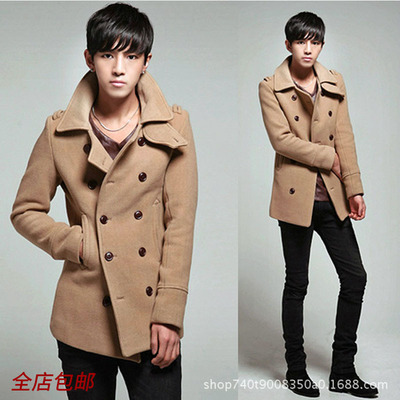 T407/版英倫風潮流男裝 時尚休閑男士個性百搭修身休閑呢大衣外套