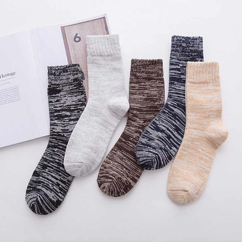 Autumn and winter new ethnic style parallel rabbit wool men's socks thickened warm men's socks thick solid color socks wholesale
