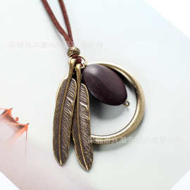 速卖通热卖韩式复古原创文艺简约百搭棉麻配饰复古民族风长款项链