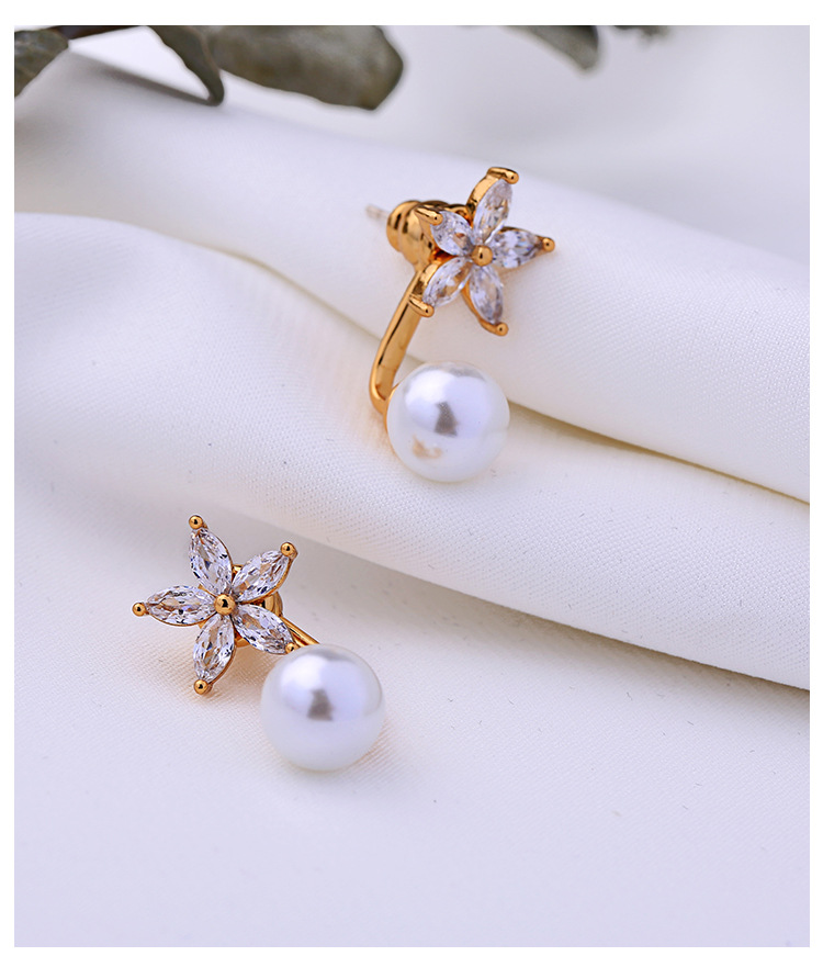 Frais Zircon Fleur Boucles D'oreilles Perle Pendentif Amovible Boucles D'oreilles Personnalité Simple Instafamous Pendentif Me97267 display picture 2