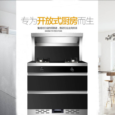 厂家直销厨房集成灶一体灶侧吸下排式双电机油烟机家用燃气灶套装|ru