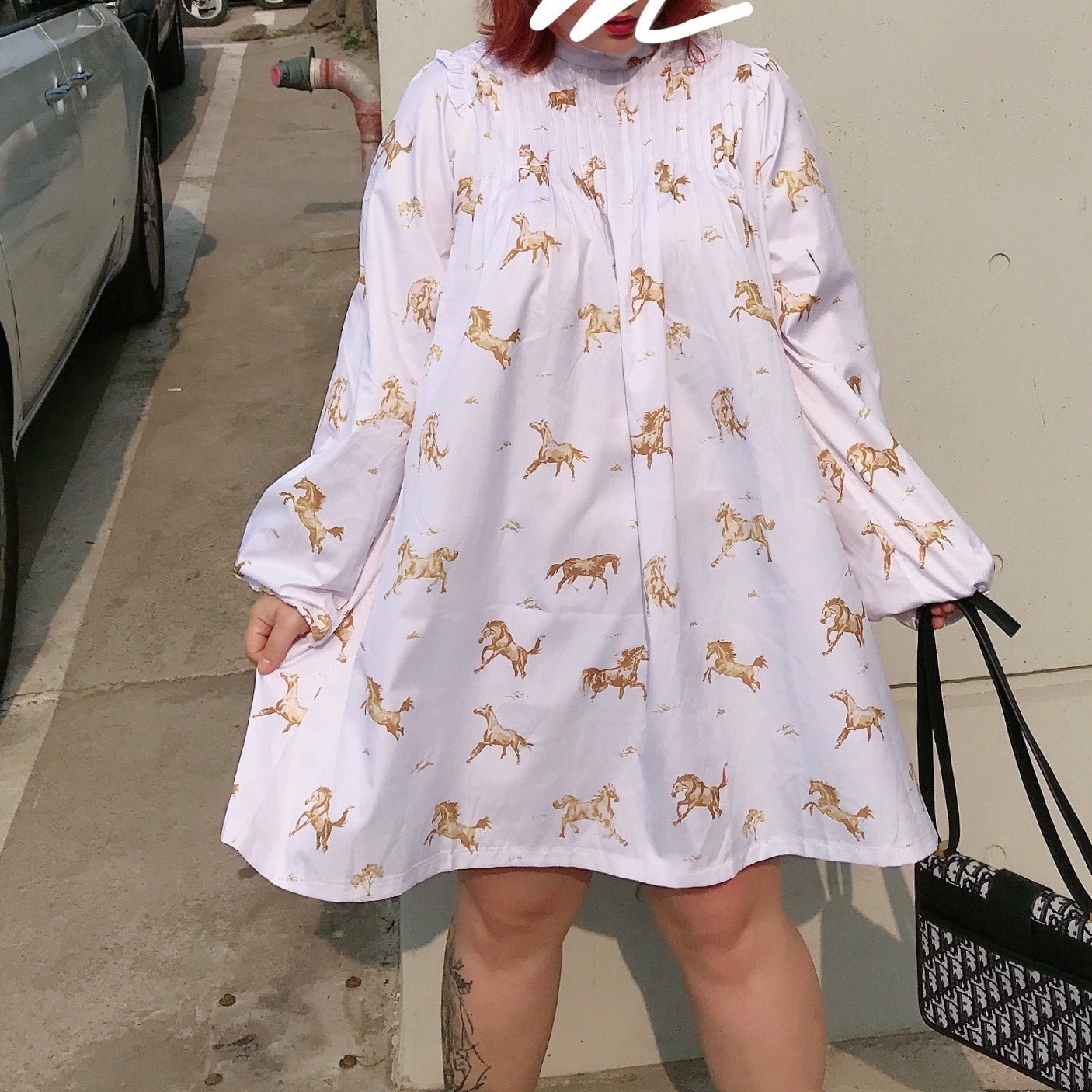 大码女装秋冬打底内搭复古印花长袖娃娃连衣裙可爱胖mm女200斤|ms