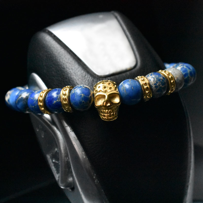 Fashion Skull Titanium Steel Beaded Bracelets 1 Piece