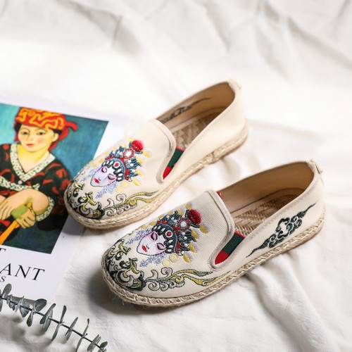 Hanfu shoes old Beijing cloth shoes chinese kungfu Flat Face Embroidered Canvas Unisex Single Shoes for Men and Women