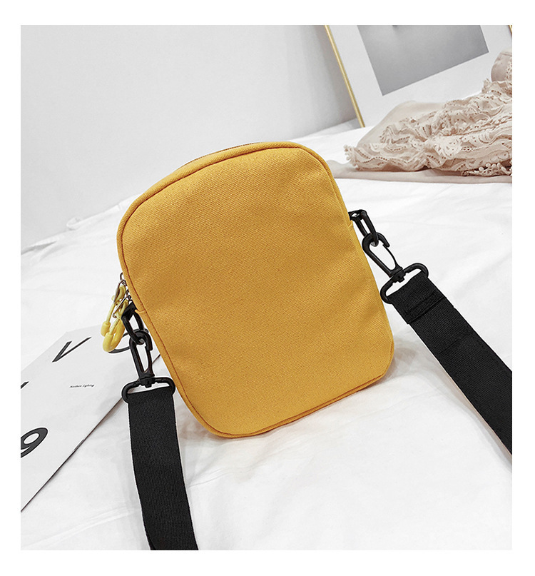 255g Weight Polyester Lining Material Zipper Closure Type Single Shoulder Strap Strap Type Phone Wallet Bags Type Casual, Sports Occasion Canvas Material Letter Pattern All Seasons Season Unisex Gender Vintage Style Style Square Shape White, Yellow, Black Color Small Size New Trendy Fashion Retro Shoulder Bag 8