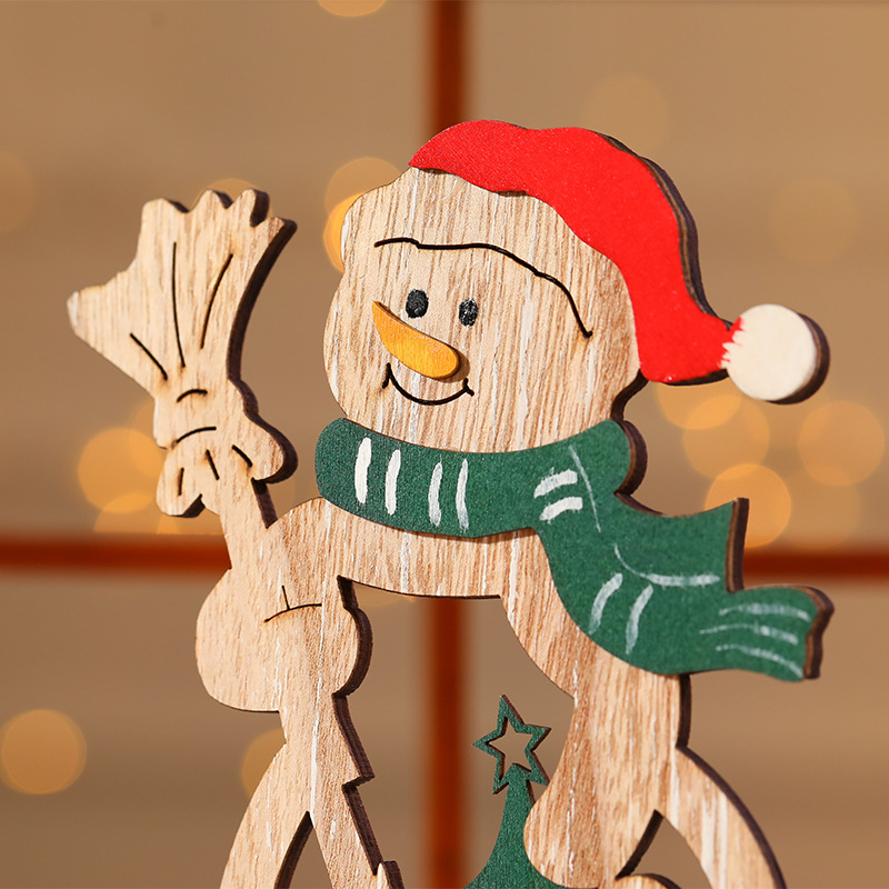 Weihnachts Weihnachts Baum Weihnachts Mann Schneemann Holz Party Ornamente display picture 2