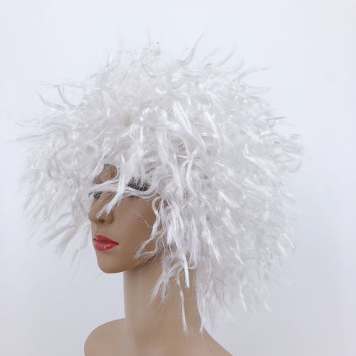 Factory direct sales foreign trade environmentally friendly white braid perm headgear Einstein cosplay corn perm wig headgear