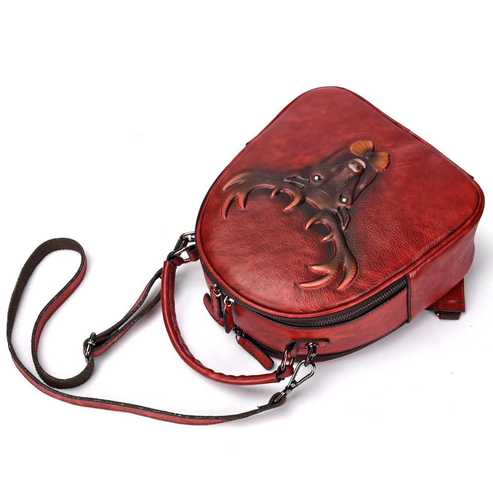 Novi ručno izrađeni ruksak za brisanje u krem boji s gornjim slojem kože od kravlje kože, personalizirana ženska torba_voghion.com