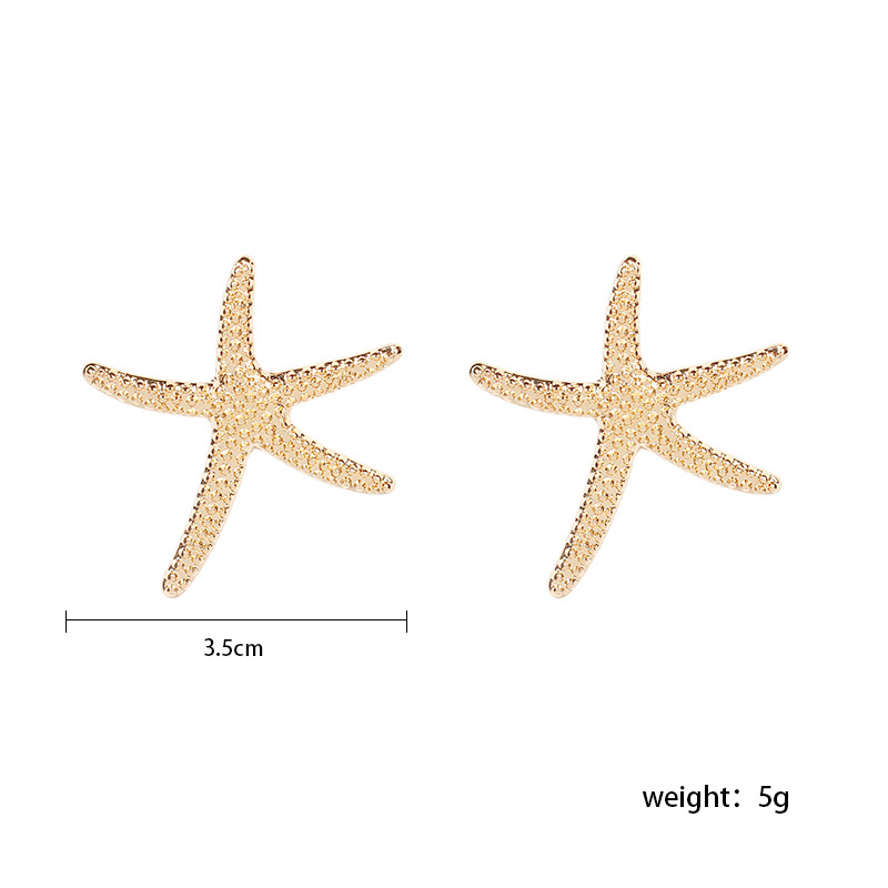 9g Weight Earrings Classification Women'S Gender Gold, Silver Color Shell Seahorse Starfish Gold Earrings 1