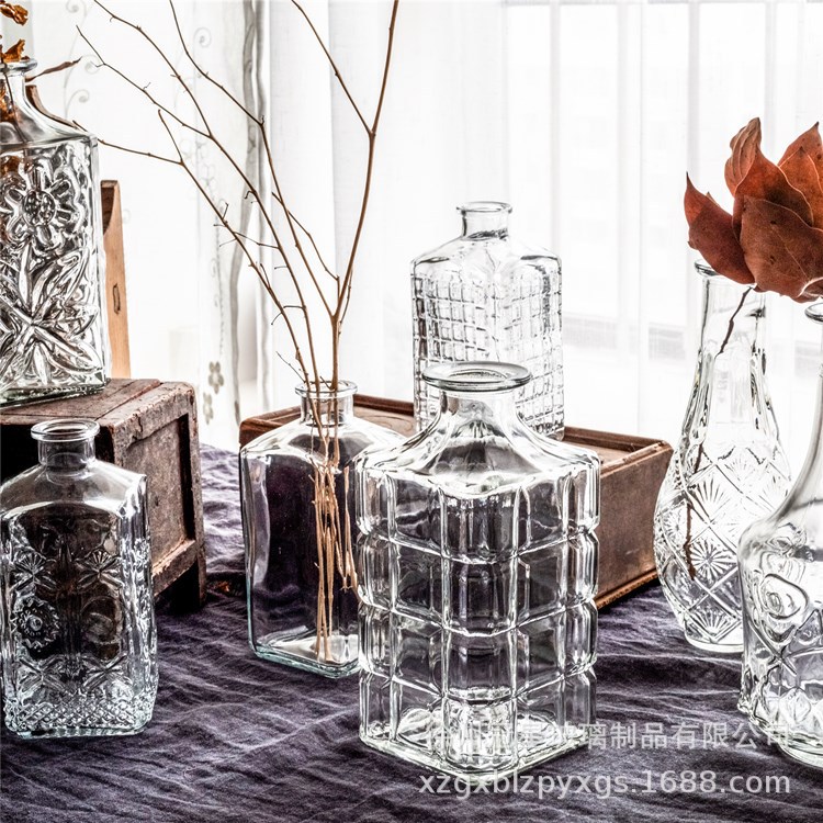 马德里细口透明创意欧式复古浮雕玻璃花瓶客厅宫廷插花花器摆件详情32