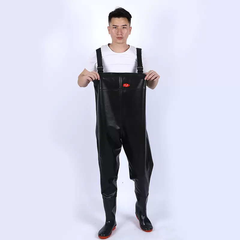 加厚下水裤连体钓鱼裤防水衣服户外雨裤皮叉捕鱼挖藕渔裤背带厂家
