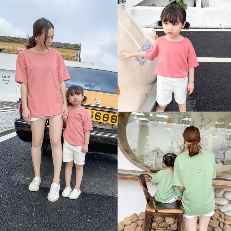 Sandy beach With children Summer wear 2019 new pattern Versatile back love Homewear T-shirt baby Short sleeved T-shirt jacket