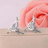 Fashionable crystal, square triangle, zirconium, copper earrings, Korean style