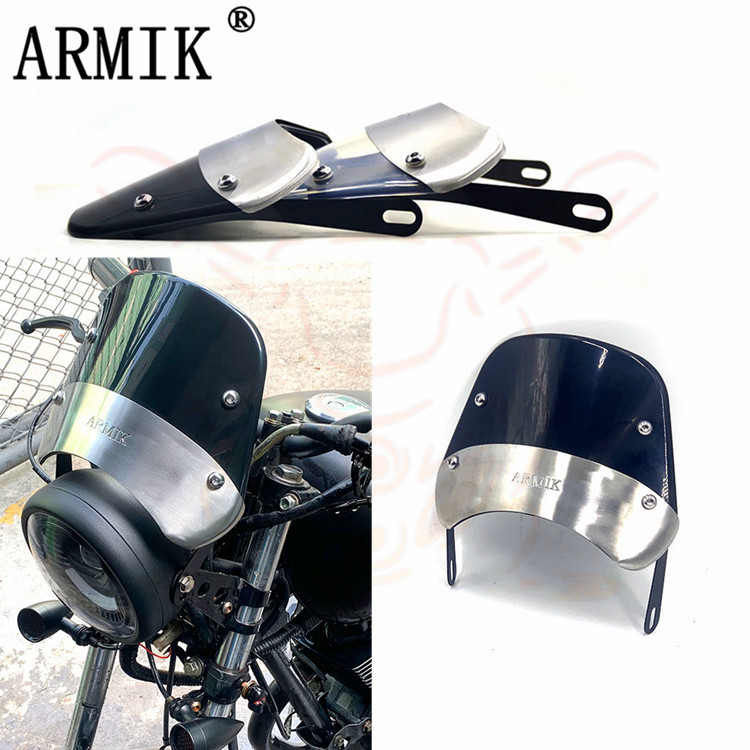 摩托車配件 哈雷 複古改裝通用擋風 透明擋風罩玻璃大燈擋風 批發