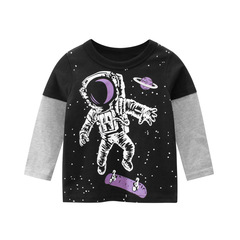 27kids Children's Autumn New 2023 Spring Boys' Long Sleeve T-Shirt Children's Clothing Baby Clothes One-Time Shipping