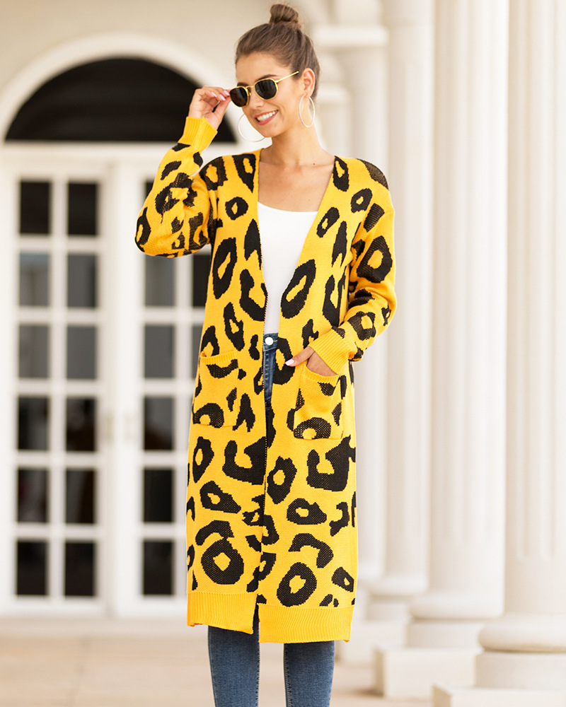 camouflage leopard print knitted cardigan nihaostyles clothing wholesale NSMMY84055