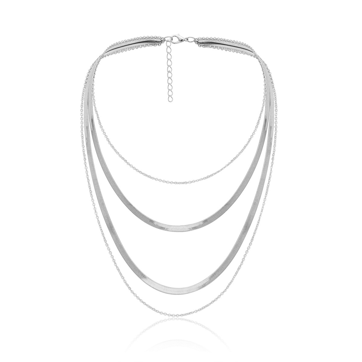 Fashion Thick Cross Chain Punk Geometric Snake Bone Chain Multilayer Necklace display picture 5