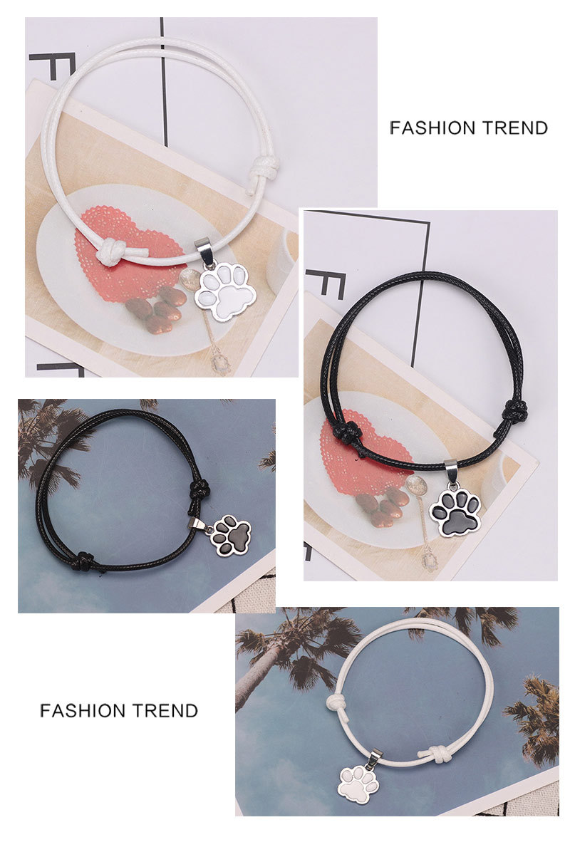 Black and White Dog Paw Print Bracelet Image 6