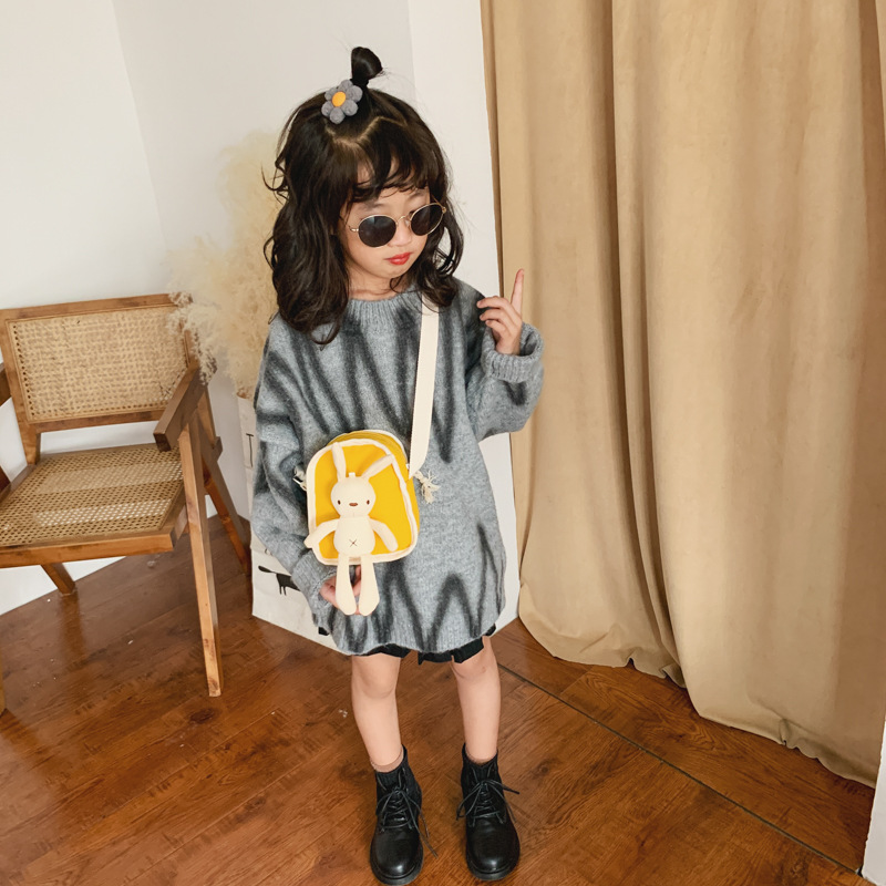 Bolsa de Niños de estilo coreano 2021 Otoño e Invierno bolso de hombro simple conejo bandolera moda niños y niñas bebé todos los partidos accesorios bolsa