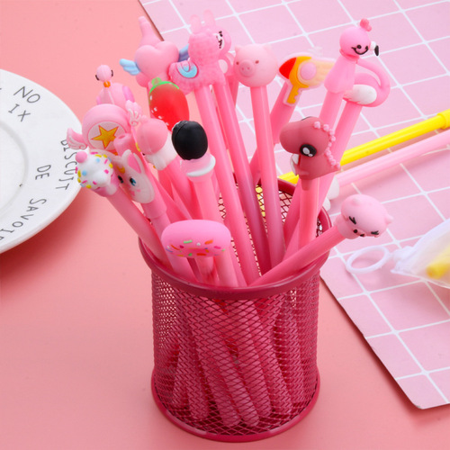 Japanese and Korean cartoon creative stationery for girls in pink, various colors and styles, cute cartoon gel pen set, stationery