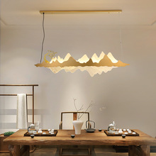 新中式茶室书房吊灯简约现代不锈钢山水古典LED禅意设计师餐桌灯