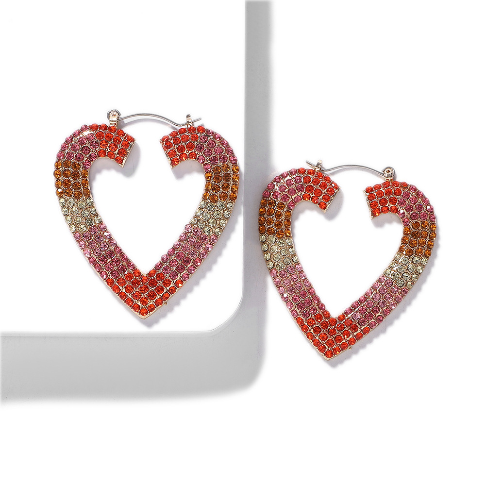 Fashion Alloy Diamond Heart Earrings display picture 9