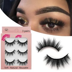 Foreign trade wholesale 3D multi-layer imitation mink hair false eyelashes natural realistic eyelashes three pairs cross-border