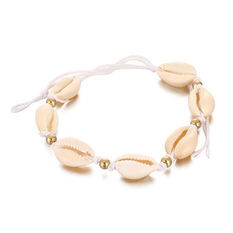 Bohemia Hand-woven Wax Thread Rice Beads Eyes Conch Shell Anklet 5-piece Set Wholesales Fashion display picture 8