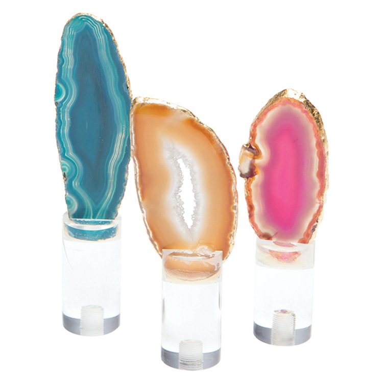 圆柱形亚克力块 玛瑙片展示块 亚克力透明块