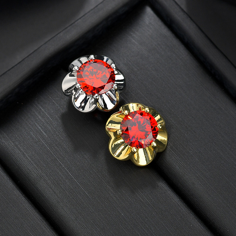 领结花 AAA石榴红锆石镶嵌镀真金领部配饰胸花厂家直销 胸花|ms