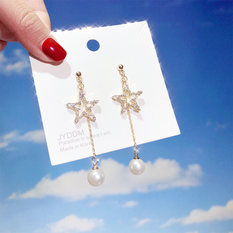 Star earrings Korean temperament long si...