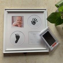 寶寶嬰兒 手足印免洗高檔相框 手腳印周歲滿月新生兒百日擺台