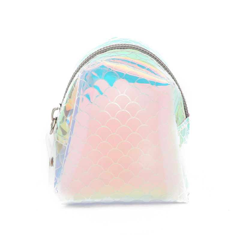 Hot Sale Laser Fish Scale Pattern Colorful Coin Purse Pvc Semi-circular Wallet display picture 3