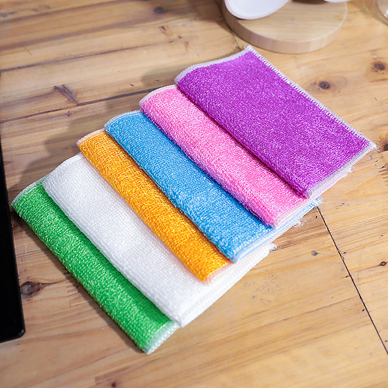 Bamboo fiber washing bowl of napkins is not easy to stick to the double-layer rag bamboo charcoal to oil dishwashing bowl cloth thickening scorpion cloth manufacturers
