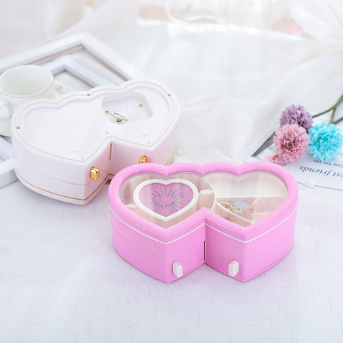 Birthday gift for girls, double heart dancing girl music box, creative music jewelry box, music box girl gift