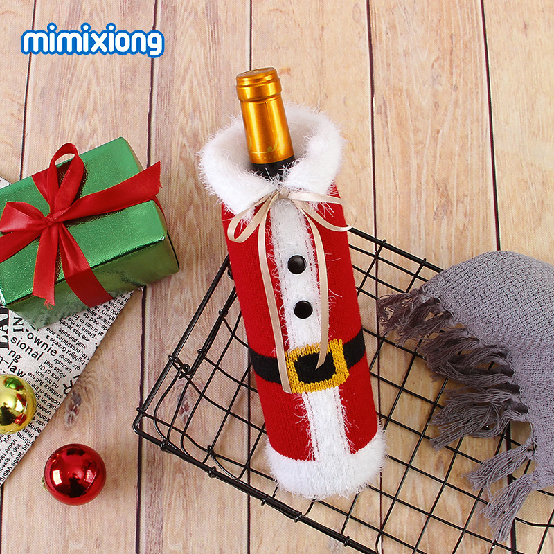 ins热卖款圣诞节装饰酒瓶套香槟红酒创意酒套