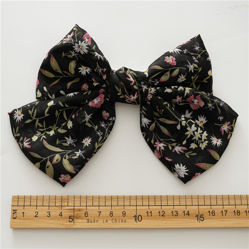 Japanese and Korean new large bow hair clip for OL updo women double layer chiffon floral knot edge hair accessory