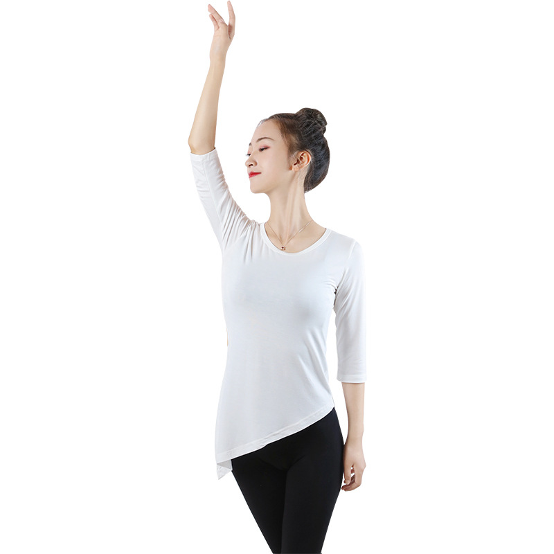 Buscando Pan er ropa de baile moderno mujer adulta ropa de práctica de baile de manga tres cuartos suelta superior Ropa de baile de manga media larga