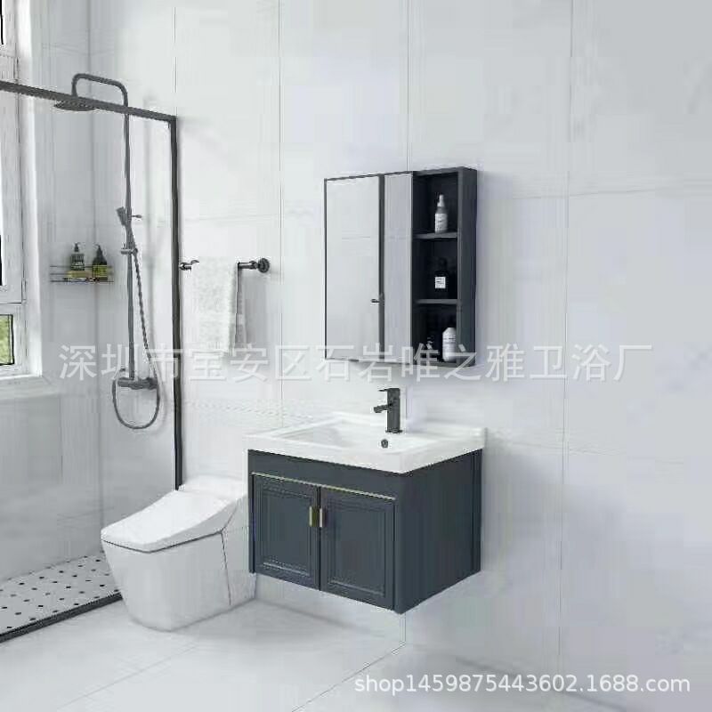 Space aluminum Bathroom cabinet Mirror cabinet combination TOILET Washbasin Wash basin Simplicity modern Mirror cabinet Wash and rinse Countertop