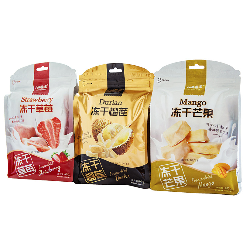 A咖果派工廠直銷OEM代加工凍幹榴蓮幹芒果幹草莓幹網紅休閑零食
