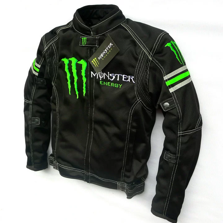Zomer ademende motorracejas met anti-val beschermende kleding - Monster Energy Design [motorjas, racepak]