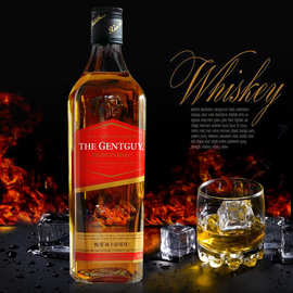 威士忌洋酒 甄爱红标威士忌 方瓶500ml28度国产青岛洋酒 超市有售