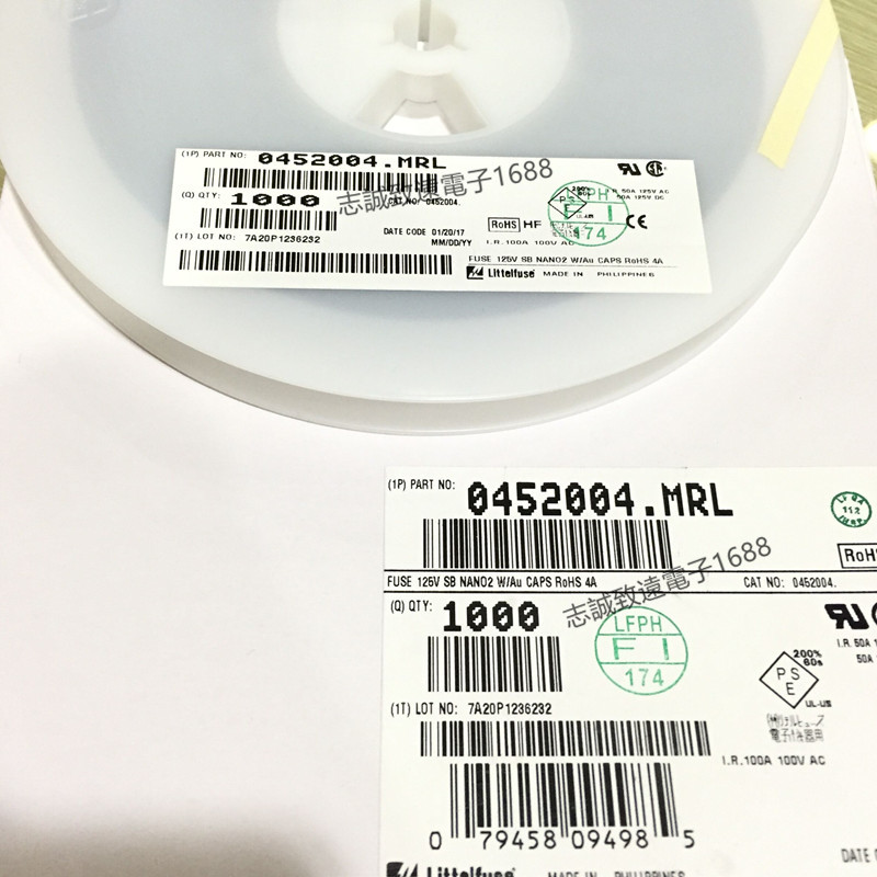 进口力特陶瓷保险丝 0452001.MRL 1808 125V慢熔不可恢复 LF T1A