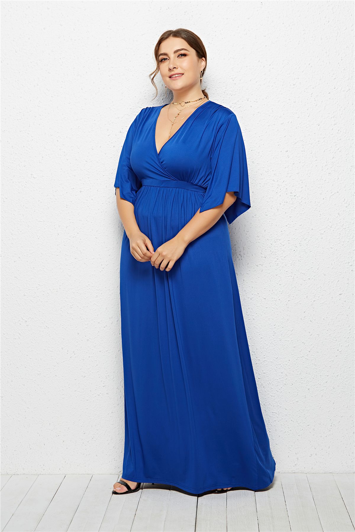 plus size solid color loose dress NSLM33312