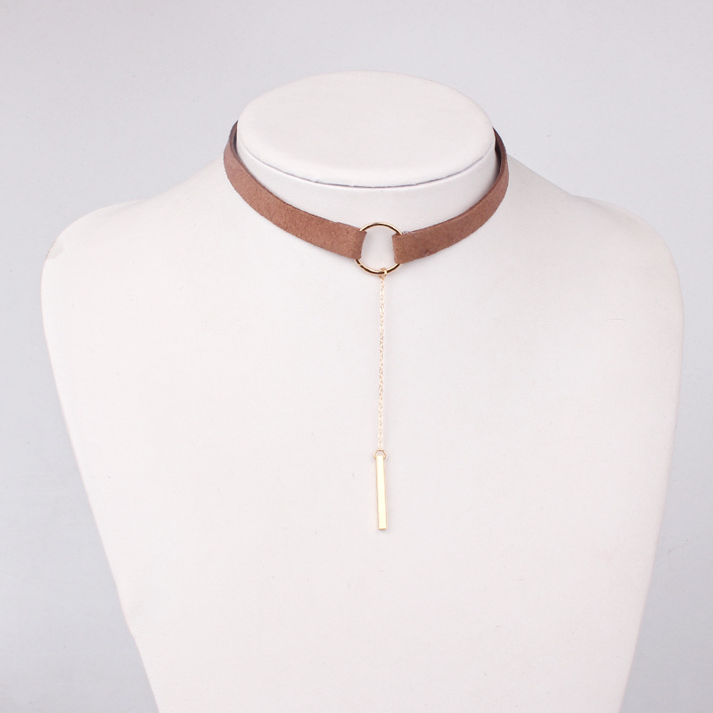 8g Weight Necklace Classification Wedding, Travel Occasion Women'S Gender Fashion Style Gold, Silver, Black Color Korean Velvet Wide Bandage In-line Pendant Necklace Clavicle Chain 3
