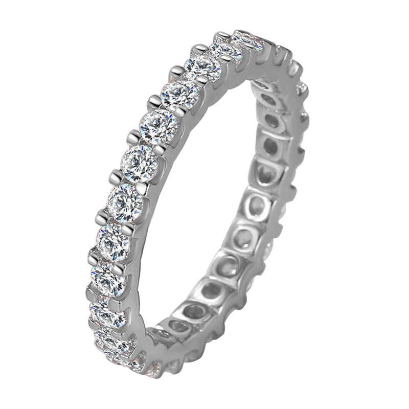 Temperament Personality Women's Platinum-plated Ring Group Set With A Whole Circle Of Simulation Diamonds Paris Fashion Goddess Diamond Ring