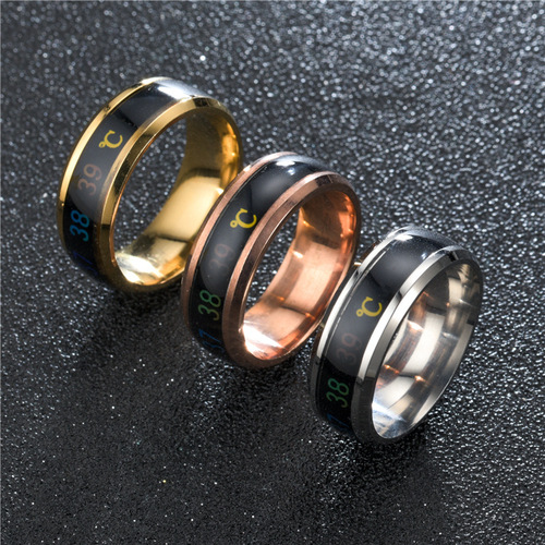 Street stall Internet celebrity smart temperature ring Stainless steel temperature ring personalized ring Titanium steel men's ring