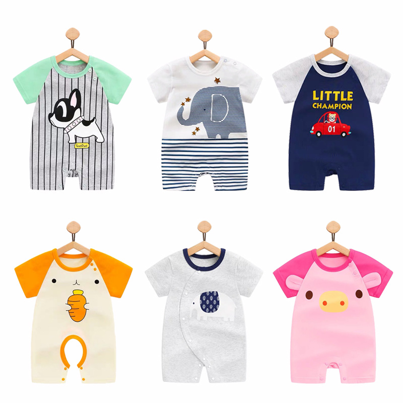 新生儿衣服夏季 短袖连体衣薄款男宝宝夏装纯棉哈衣1岁女婴儿衣服|ru