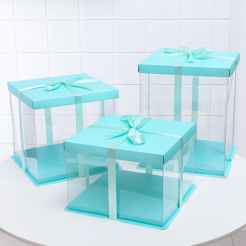 网红一次性透明蛋糕盒 欧式生日蛋糕盒子烘焙加高包装盒